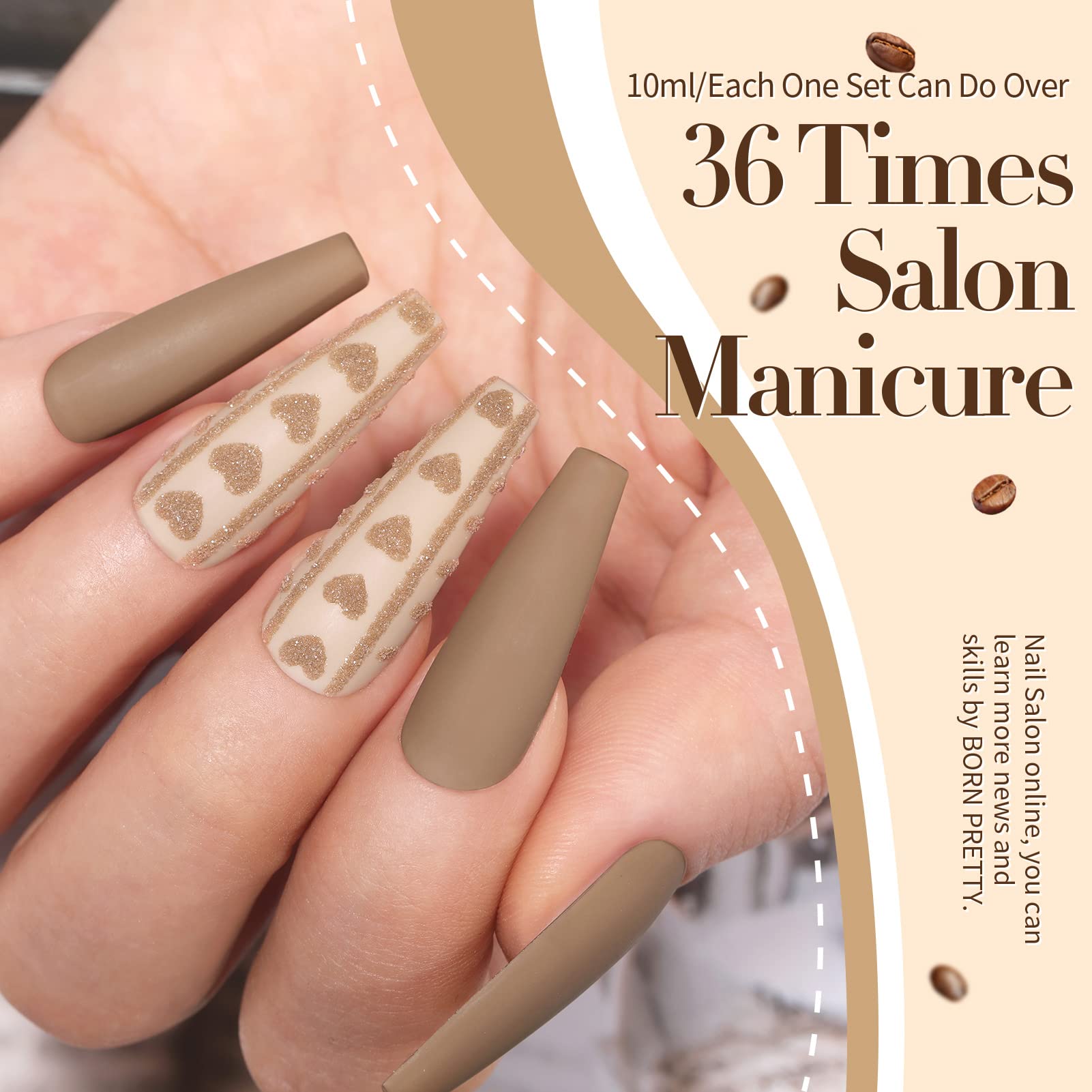 Professional manicure using Born Pretty brown gel polish set