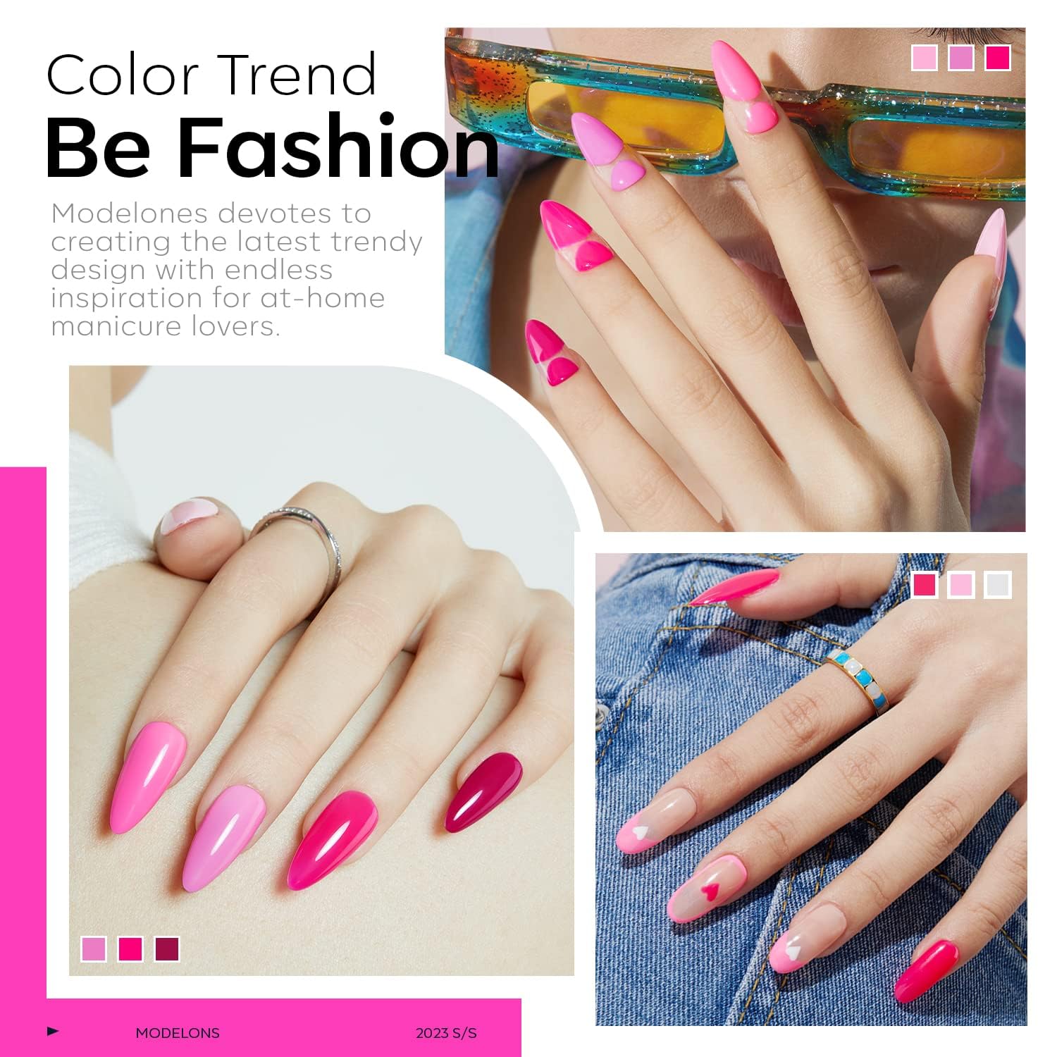 Modelones gel nail polish collection swatches on nails