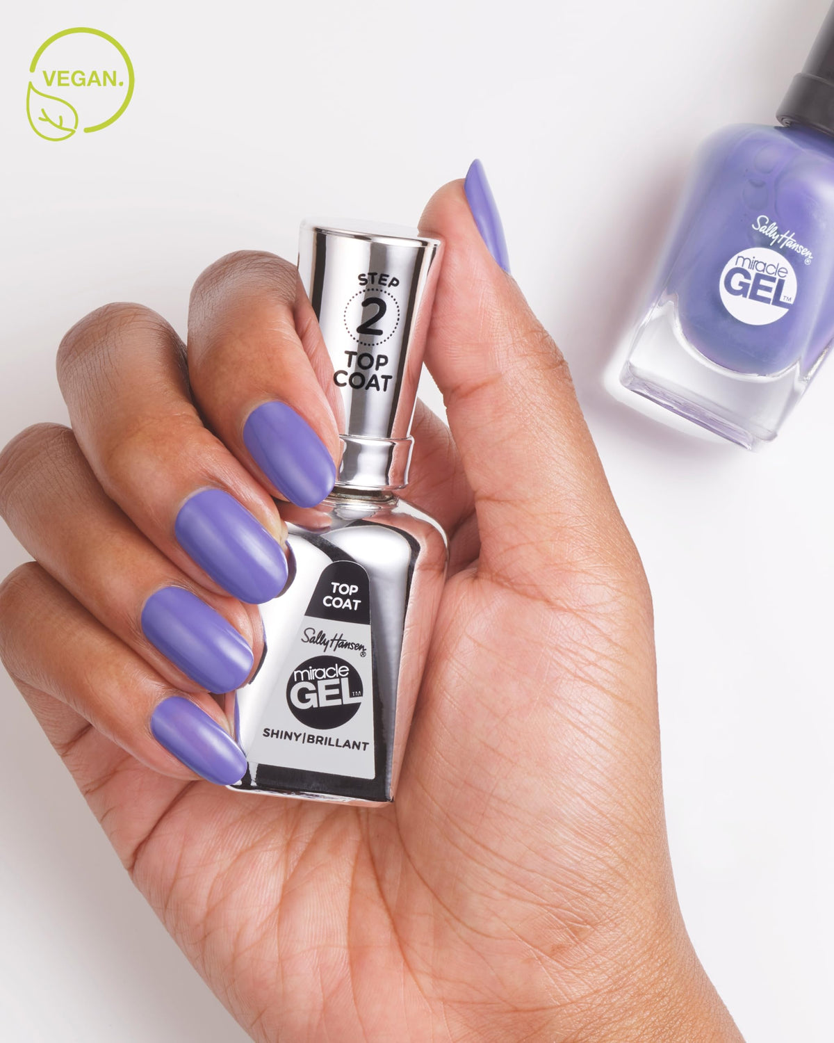 Sally Hansen shiny top coat glass bottle top angle