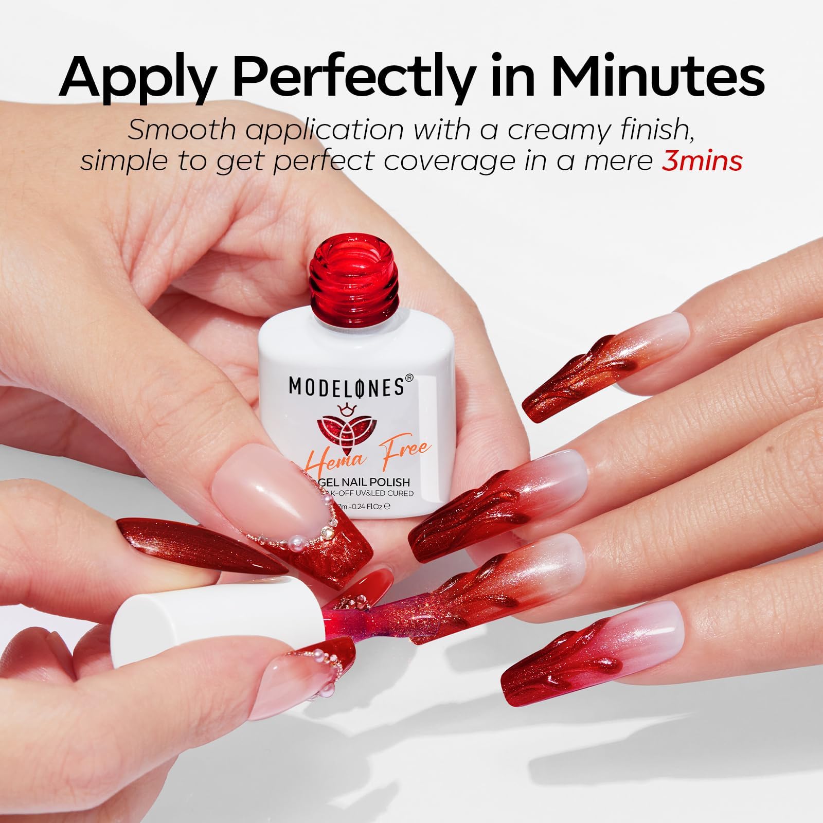 Top down view of Modelones nail polish set packaging