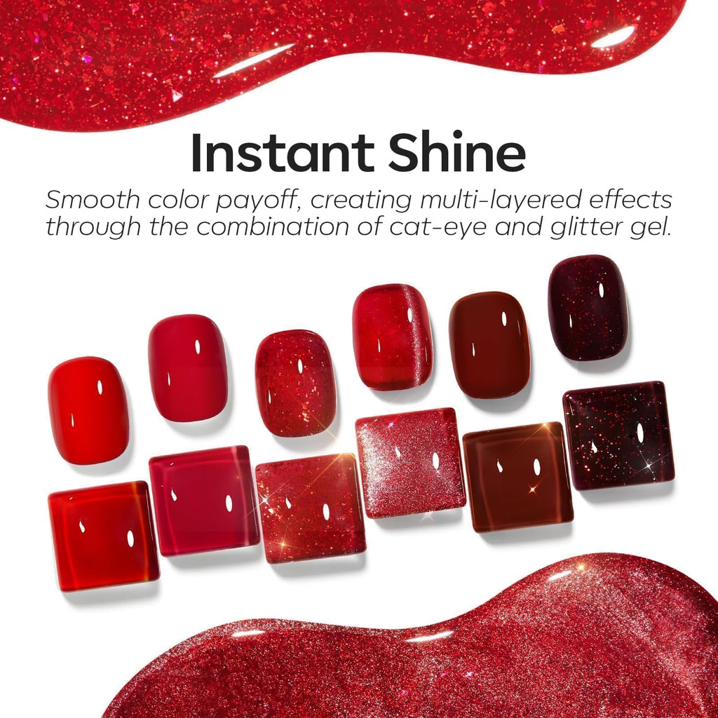Aesthetic flat lay of the six bottle gel polish set with nail brush