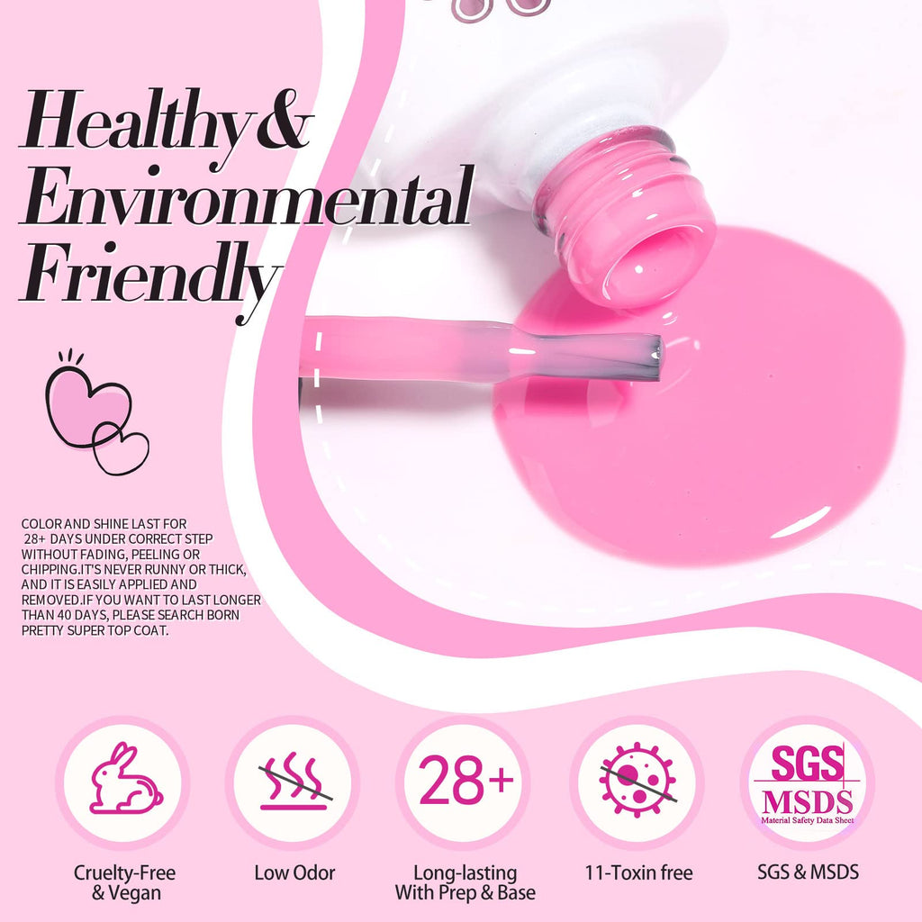Nail art design inspiration created using Born Pretty pink color collection