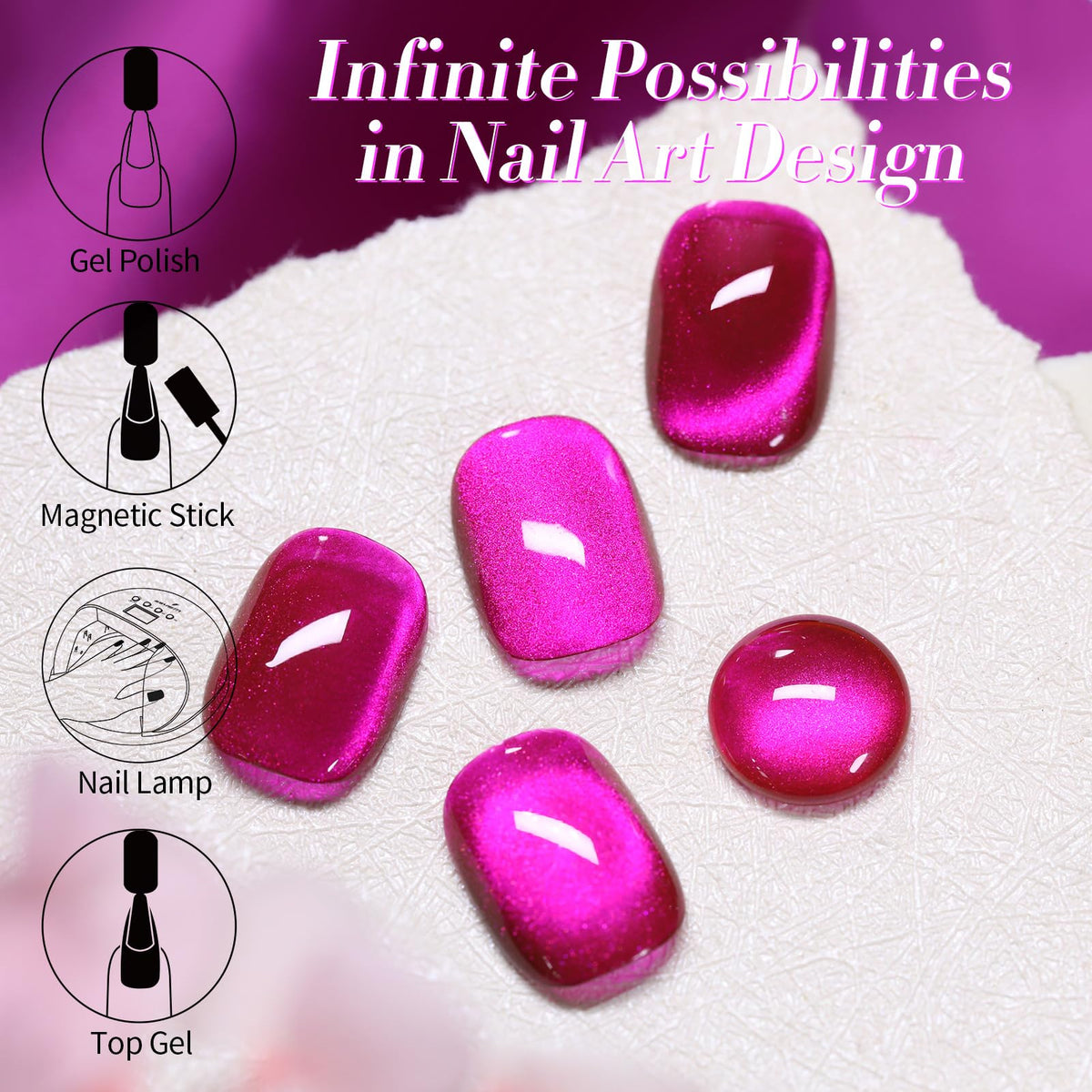 Manicure setup featuring UV lamp and magnetic nail tools