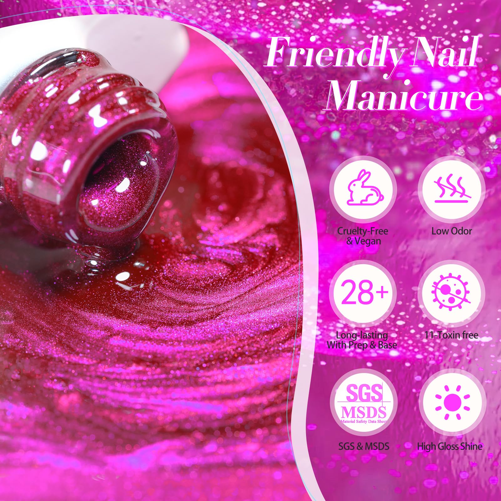 Glossy finish of Born Pretty cat eye gel nail polish