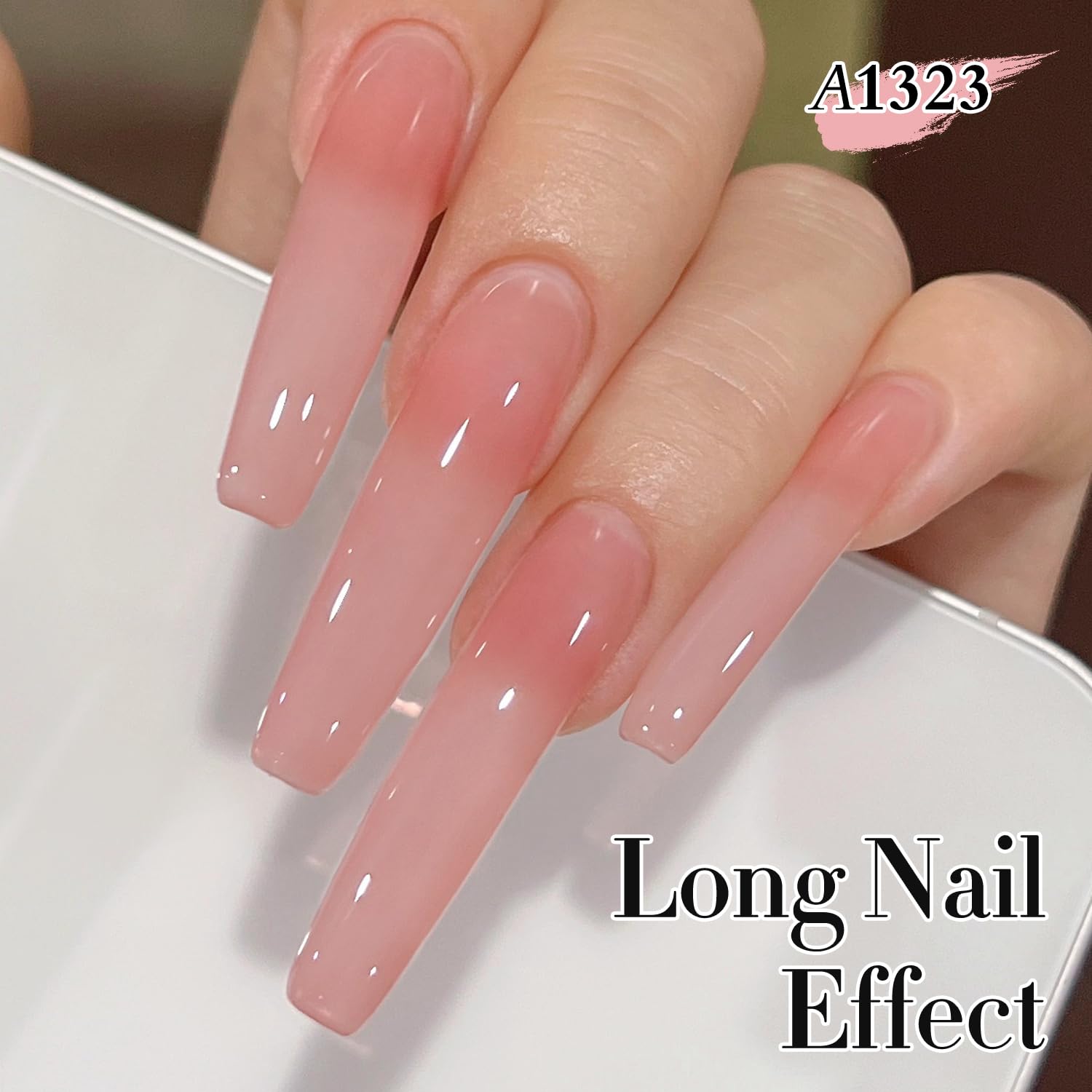 Professional manicure using Double Rhythm jelly pink polish