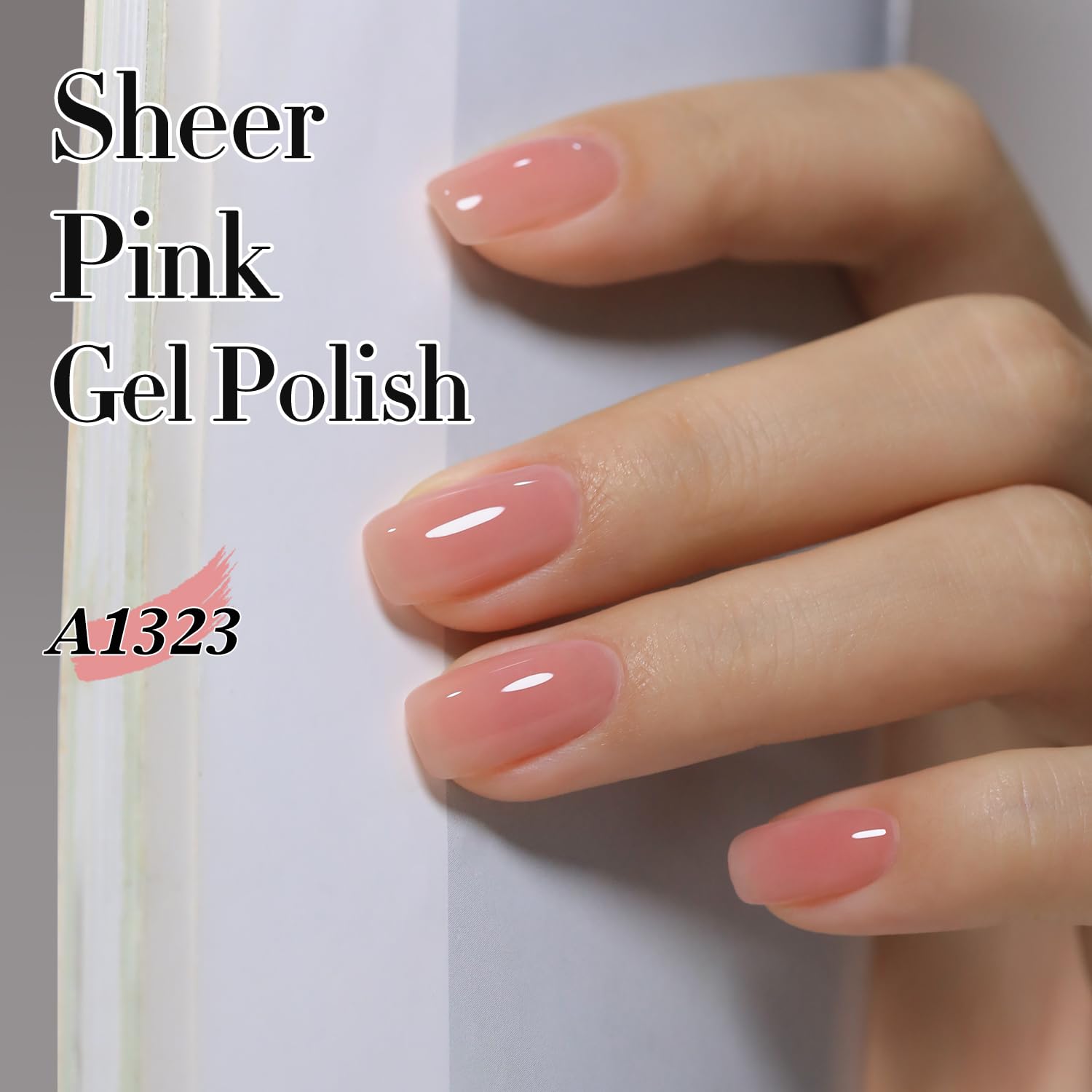 Transparent pink jelly gel polish nail art example