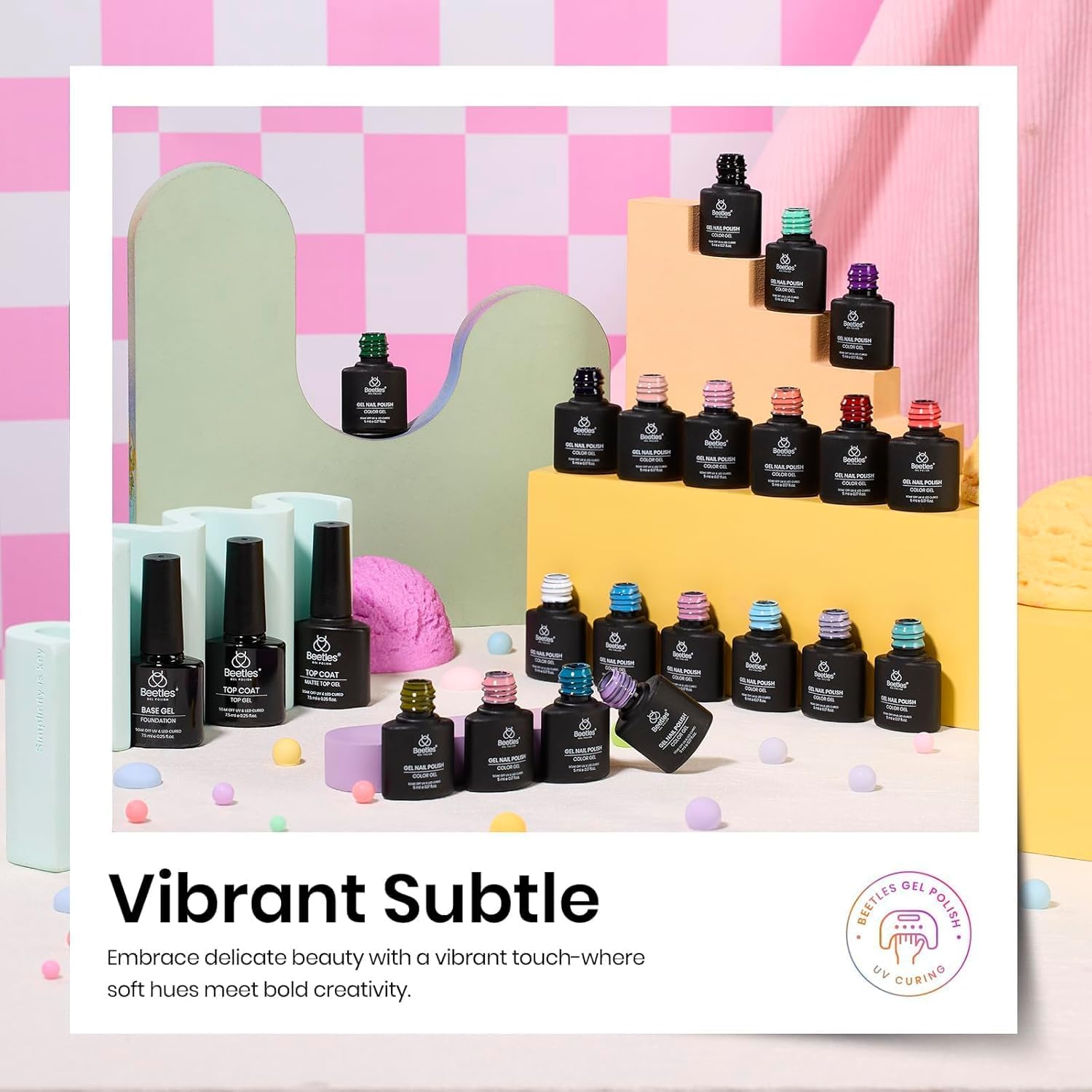 Beetles gel polish bottles arrangement