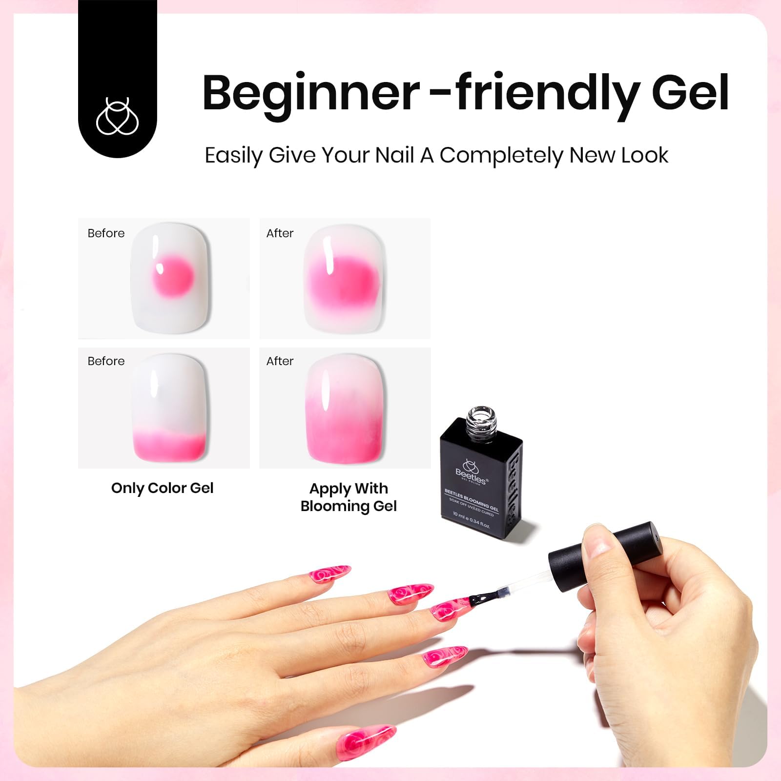 Beetles blooming gel for marble nail art effect