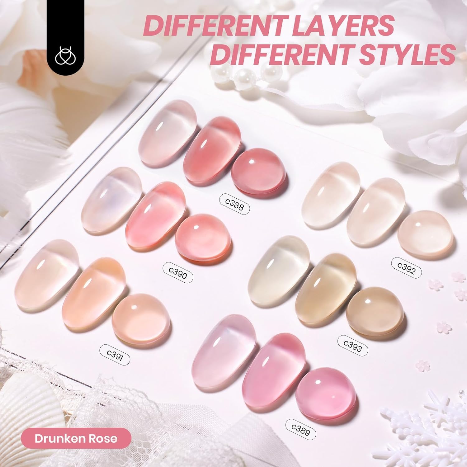 Beetles 6 piece neutral jelly nail polish collection bottle display