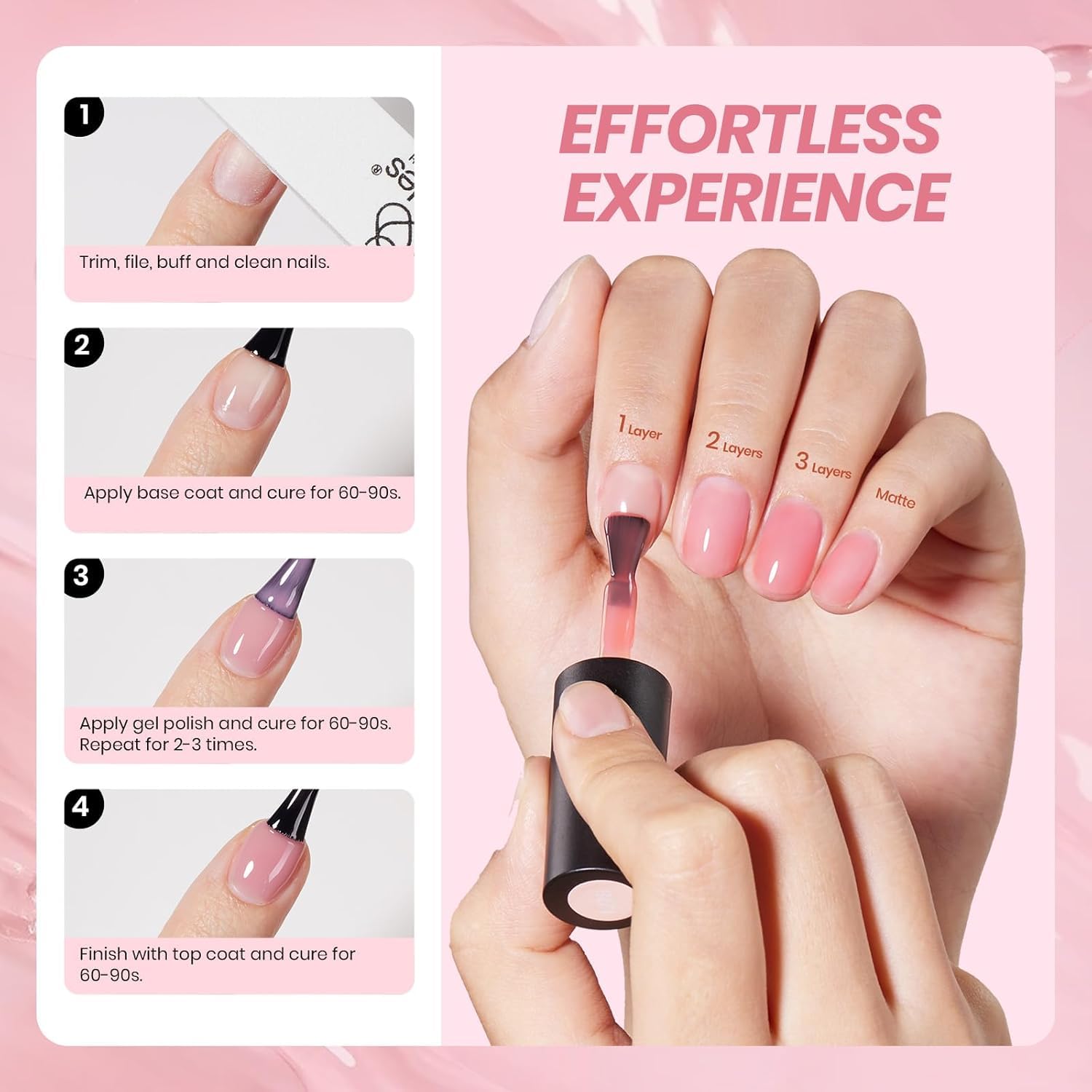 Application of Beetles brown neutral jelly gel on natural nails