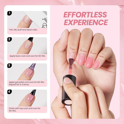 Application of Beetles brown neutral jelly gel on natural nails