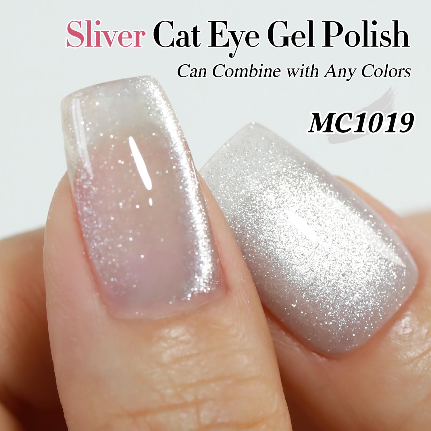 Close up of magnetic cat eye effect on nails