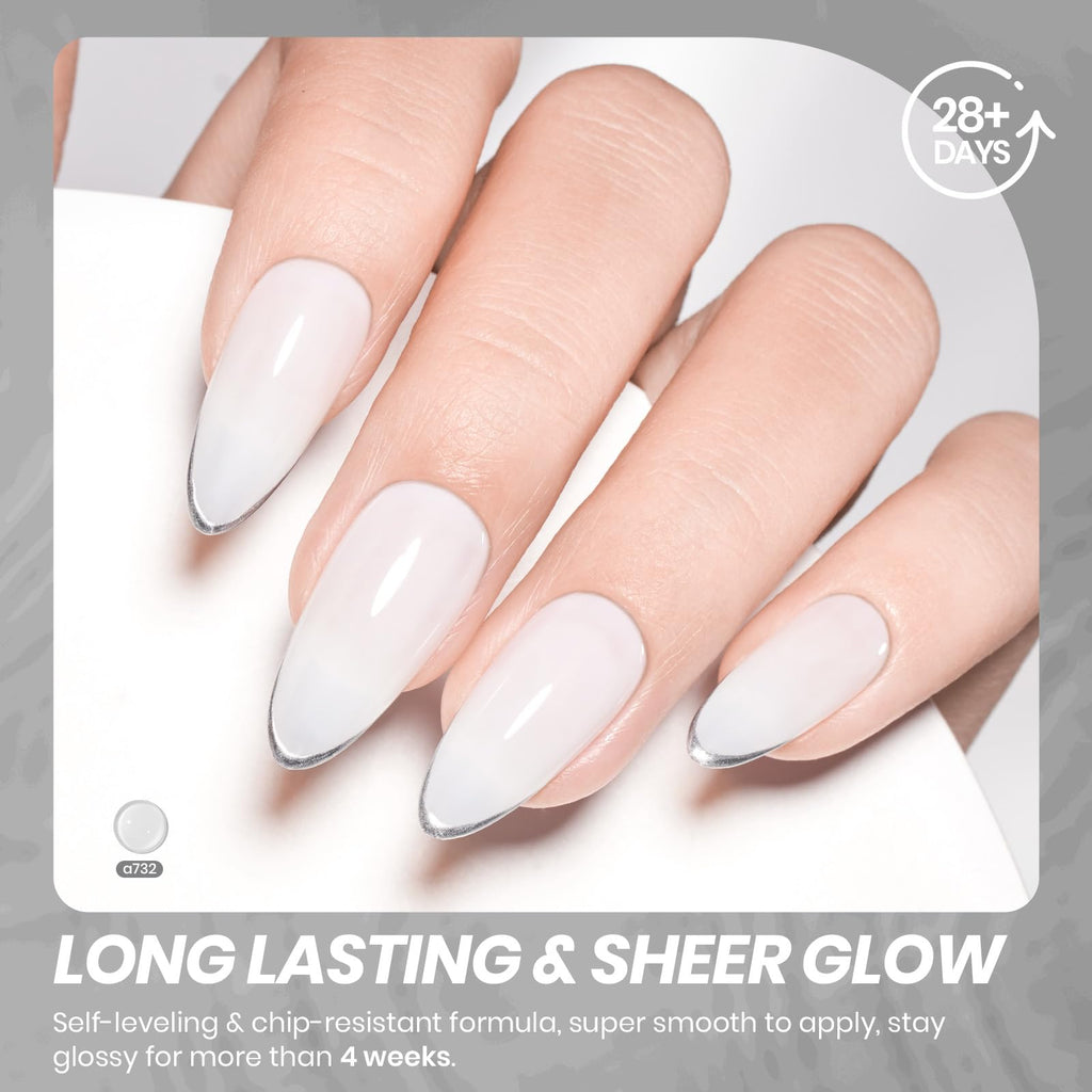 Beetles Milky White Gel Nail Polish cured under UV LED lamp