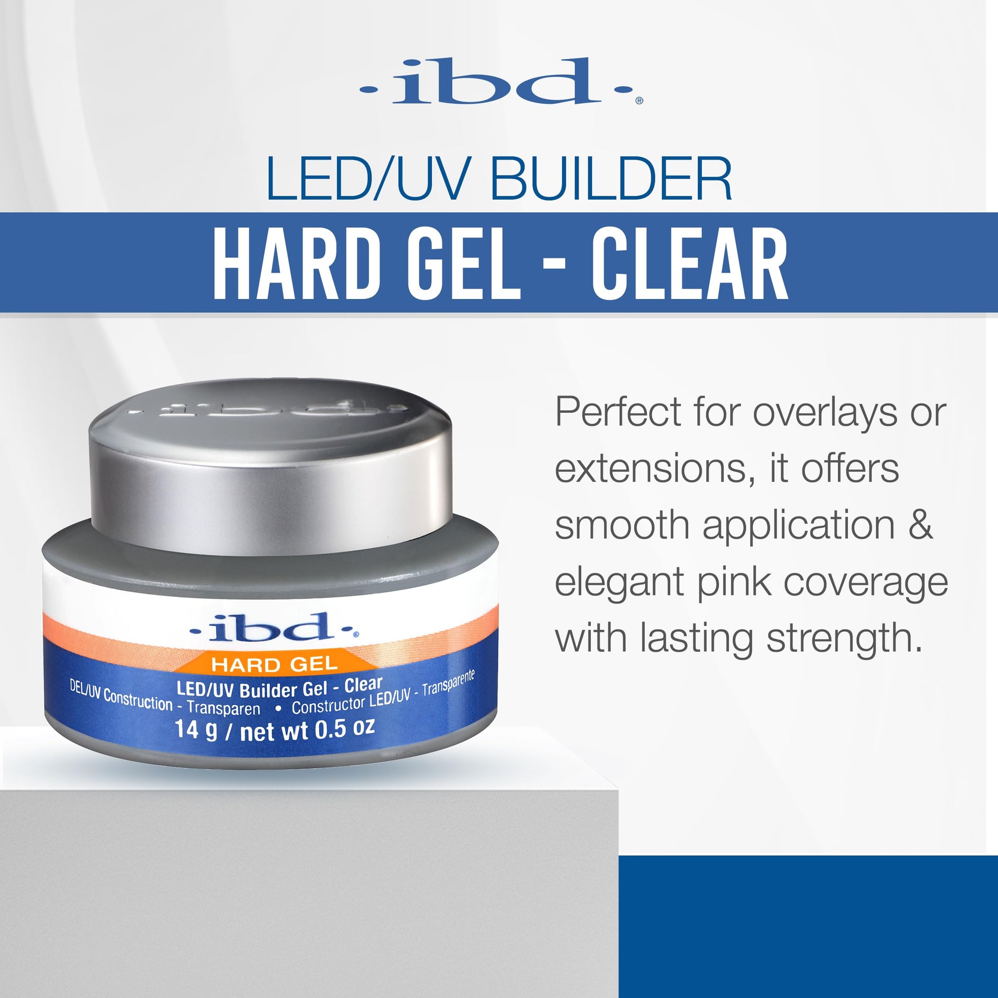 Back label of IBD nail builder gel showing product details