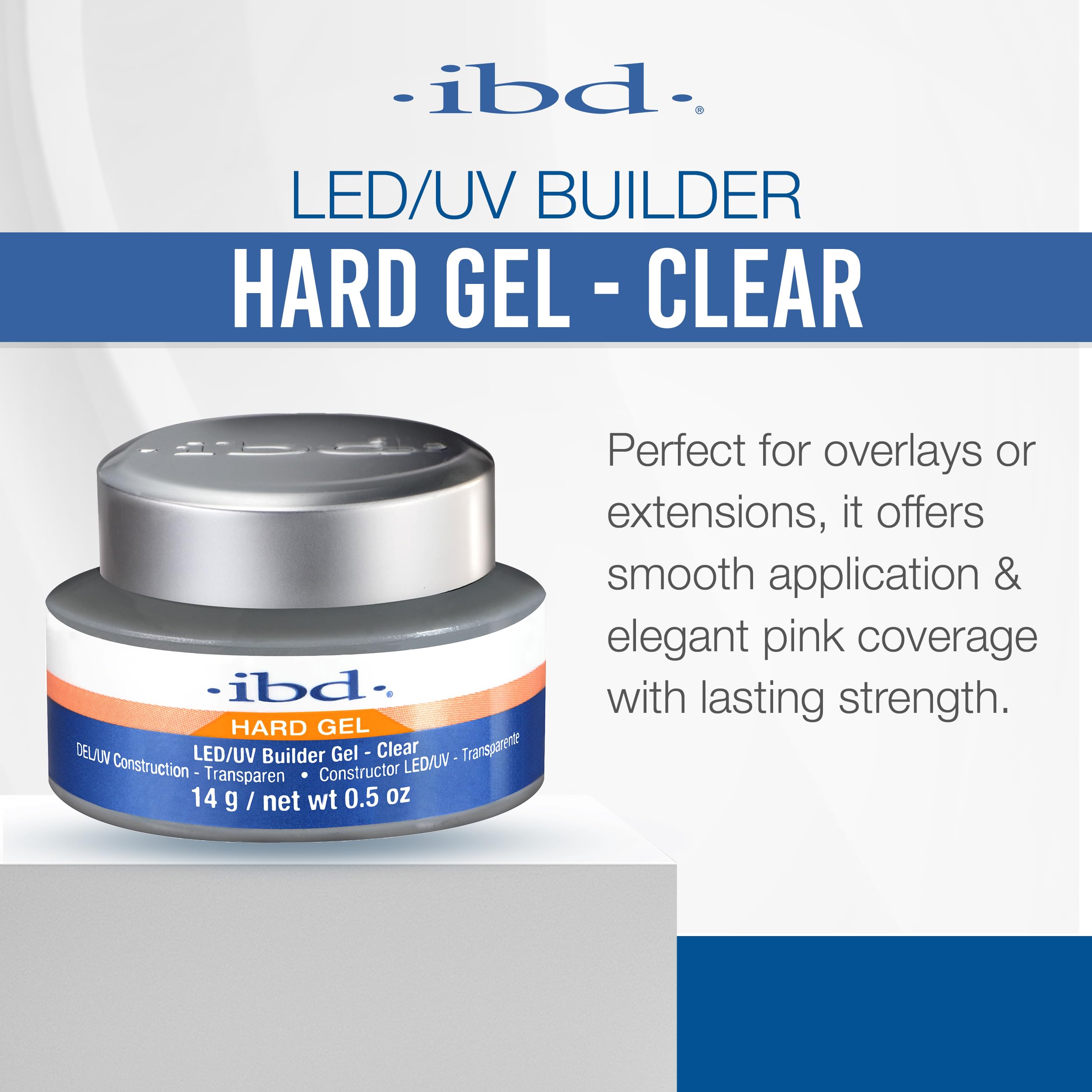 Back label of IBD nail builder gel showing product details