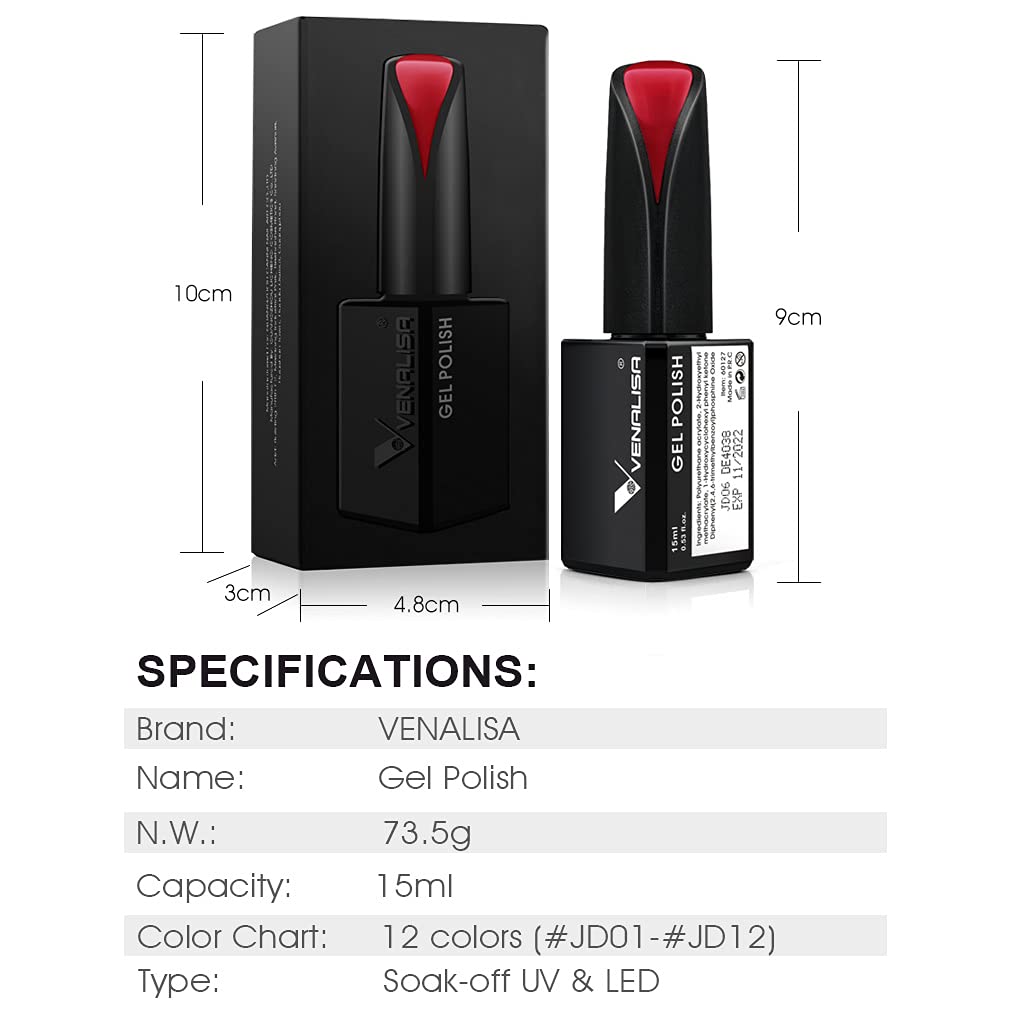 V Venalisa deep cherry red gel polish displayed in salon setting