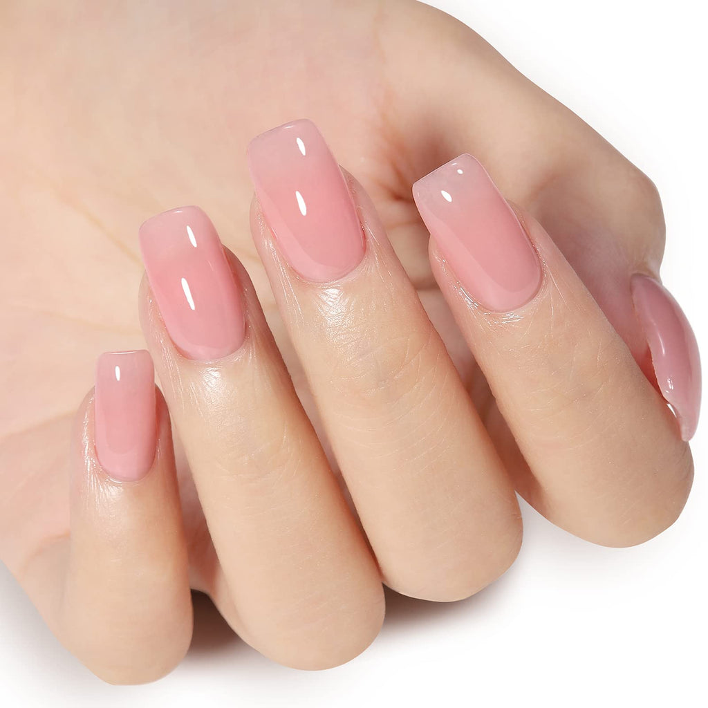Aillsa sheer pink gel nail polish showing translucent liquid swatch