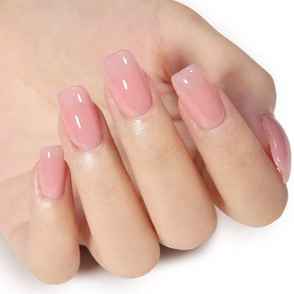 Aillsa sheer pink jelly gel polish application on nails