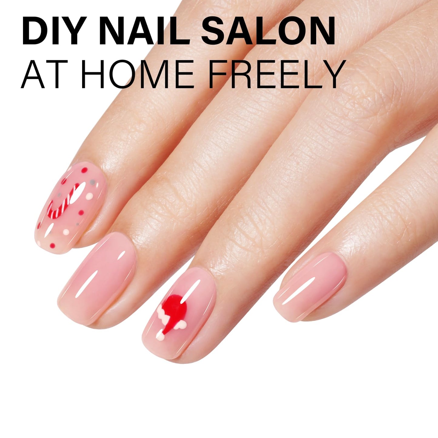 Translucent nude pink gel polish swatch showing buildable color
