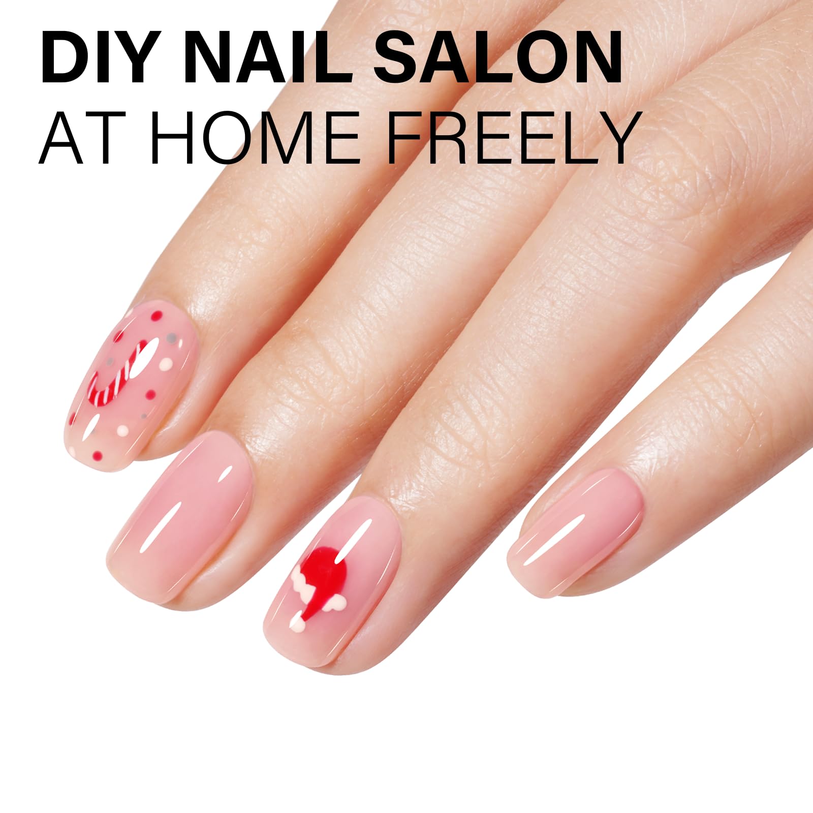 Translucent nude pink gel polish swatch showing buildable color