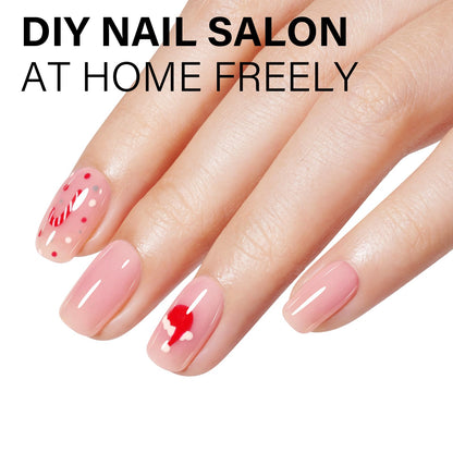 Translucent nude pink gel polish swatch showing buildable color