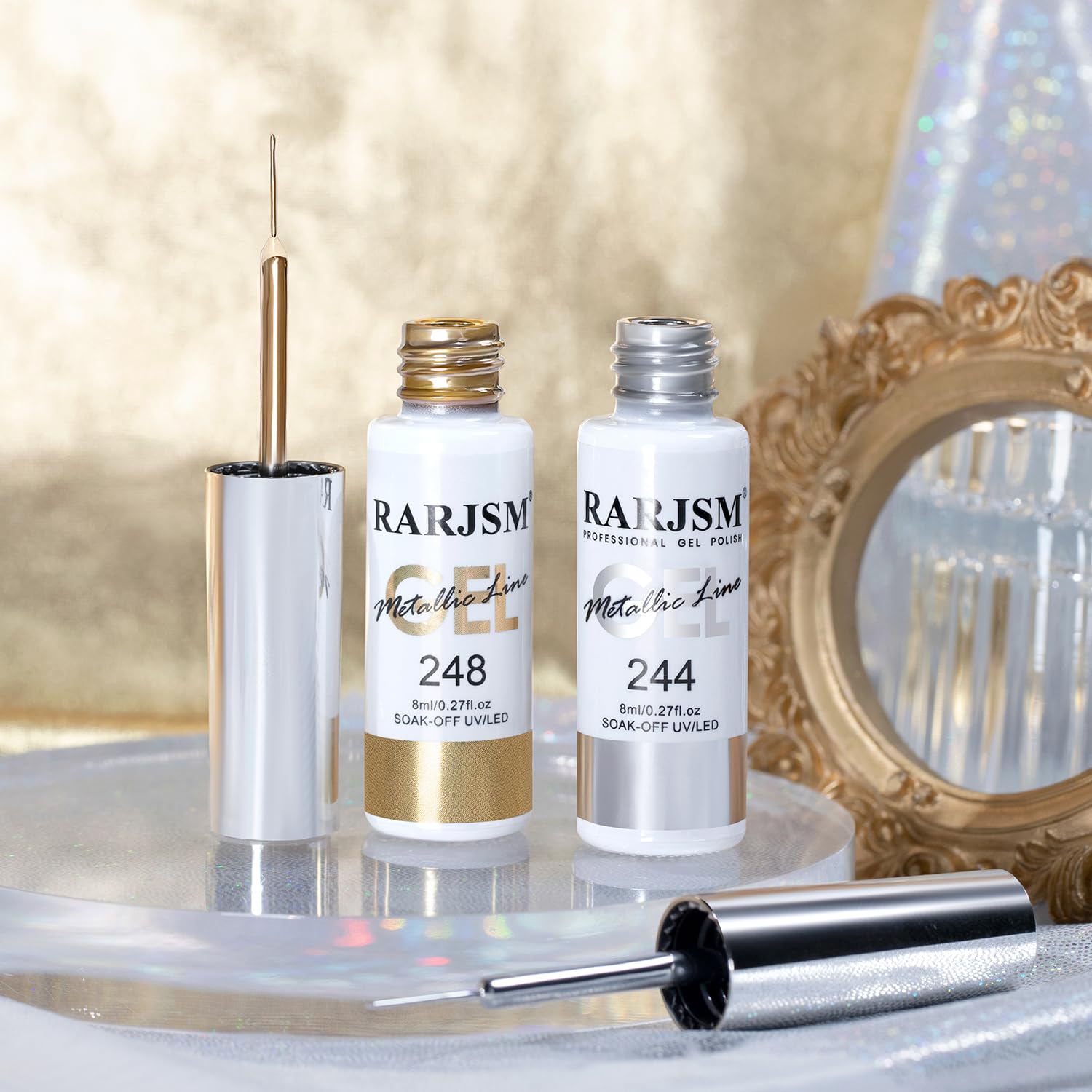 Rarjsm silver and bronze gold gel polish set for french tips