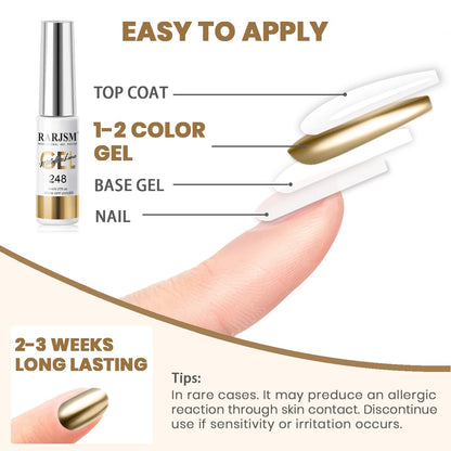 Authentic Rarjsm metallic nail art gel set 8ml bottles