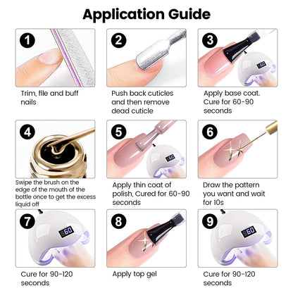 Rarjsm metallic gel liner set for home salon nail designs