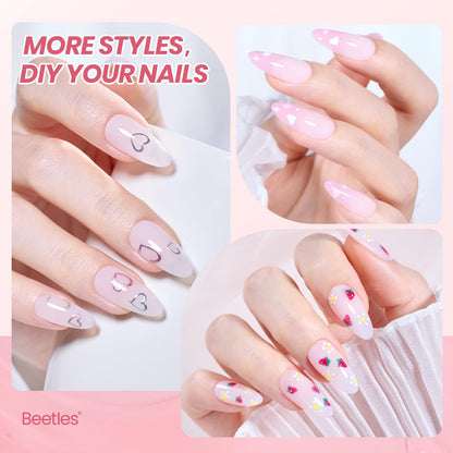 Professional nail art created with Beetles jelly pink polish