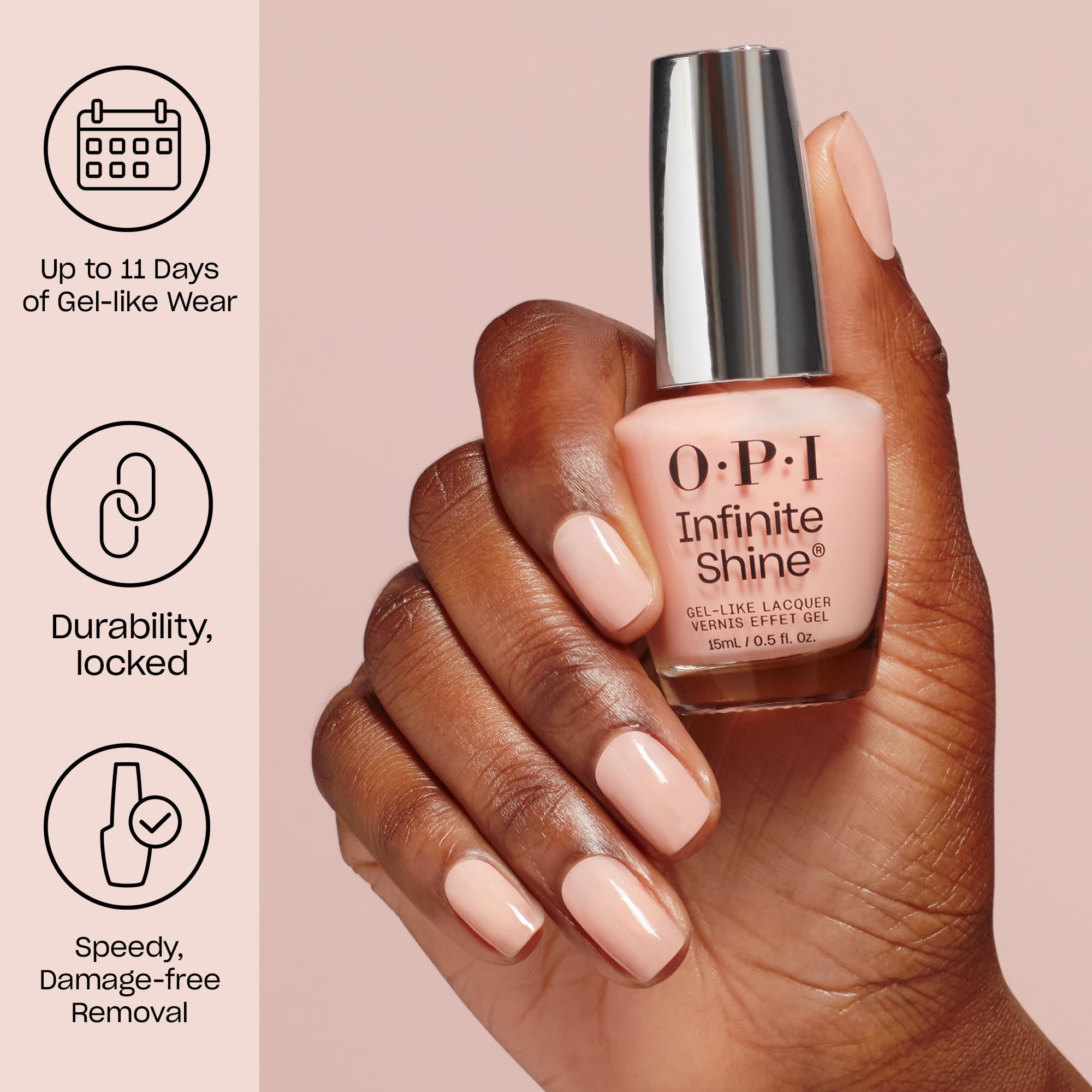 Close up of O.P.I Chicago Champaign Toast nail polish texture