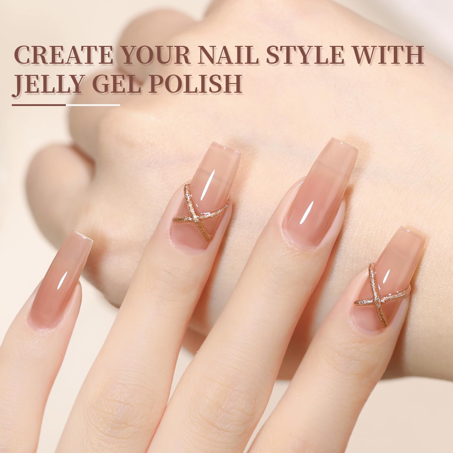 Close up of Jodsone jelly gel nail colors on nail tips