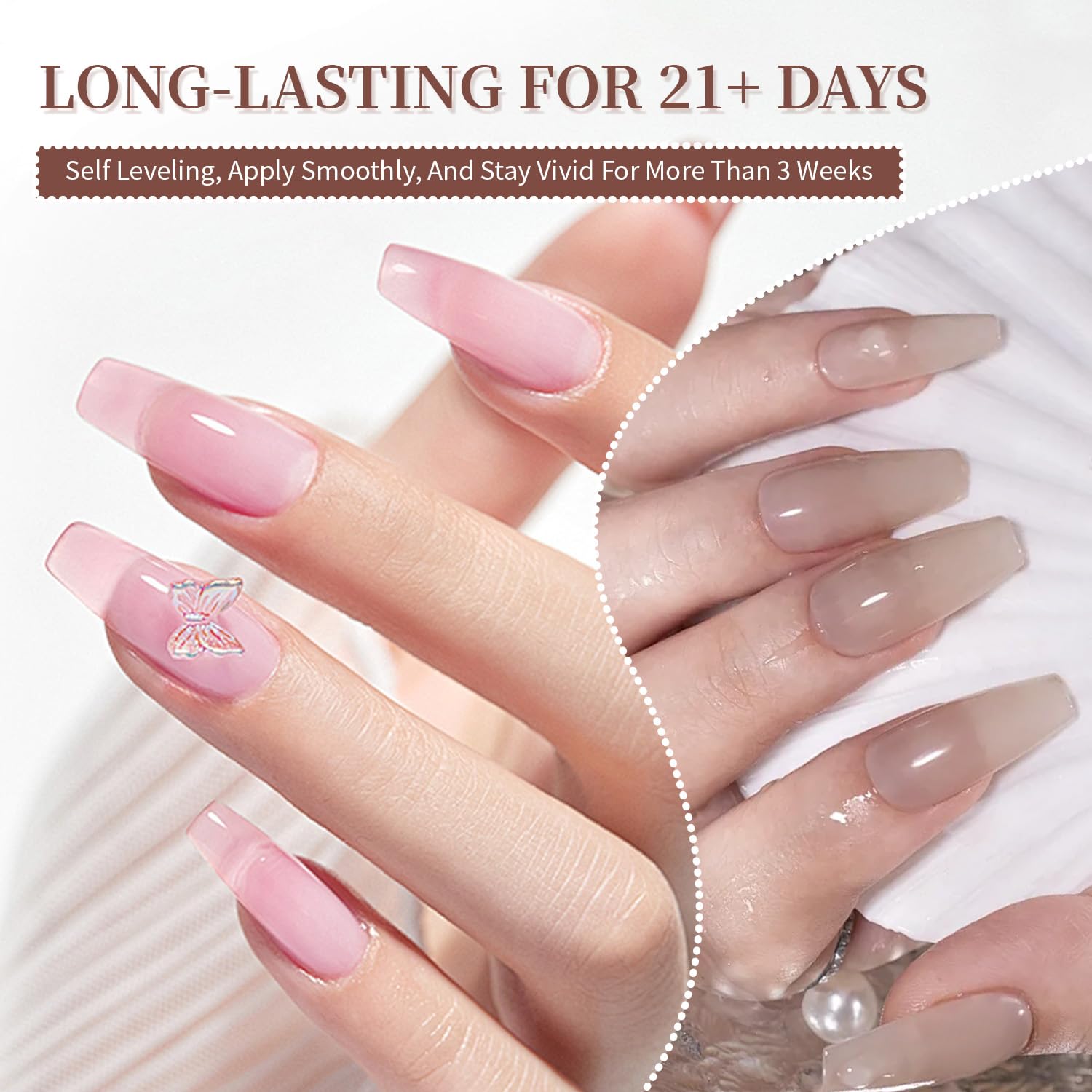 Swatch demonstration of Jodsone jelly gel polish transparency