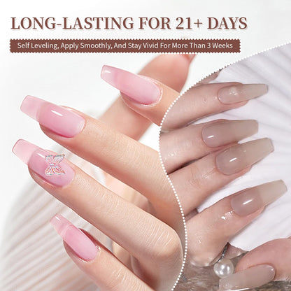 Swatch demonstration of Jodsone jelly gel polish transparency