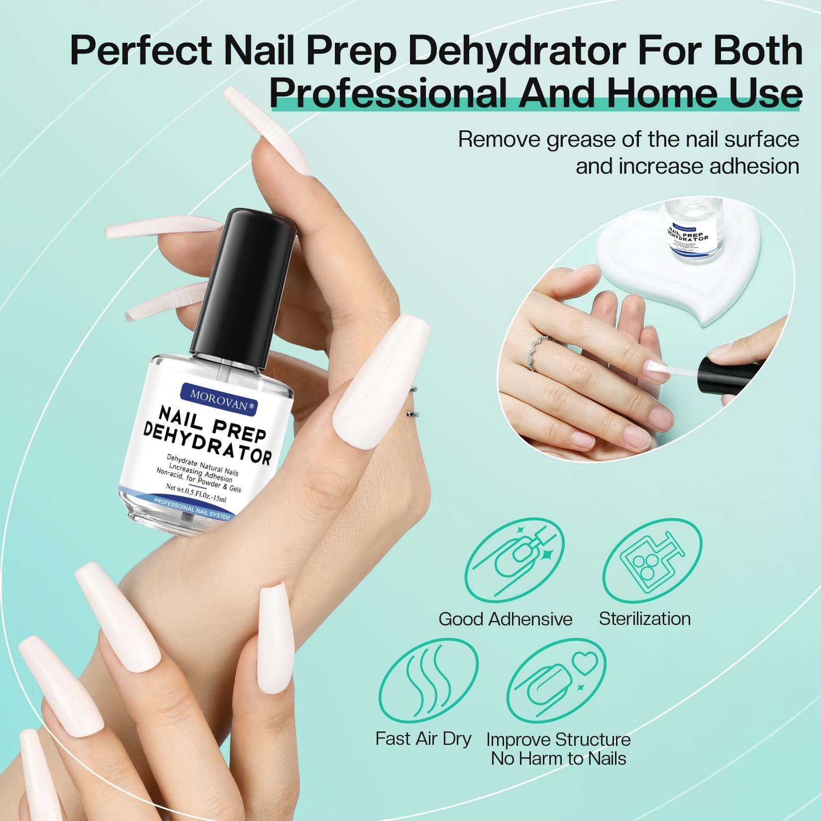 Professional nail technician applying Morovan dehydrator