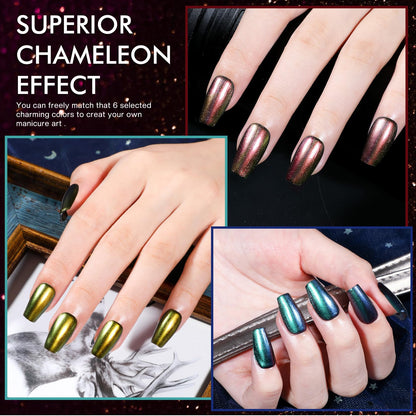 Swatches of Morovan holographic nail polish on nails