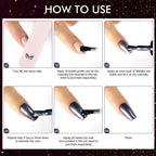 Complete nail art set layout featuring all six holographic polish shades