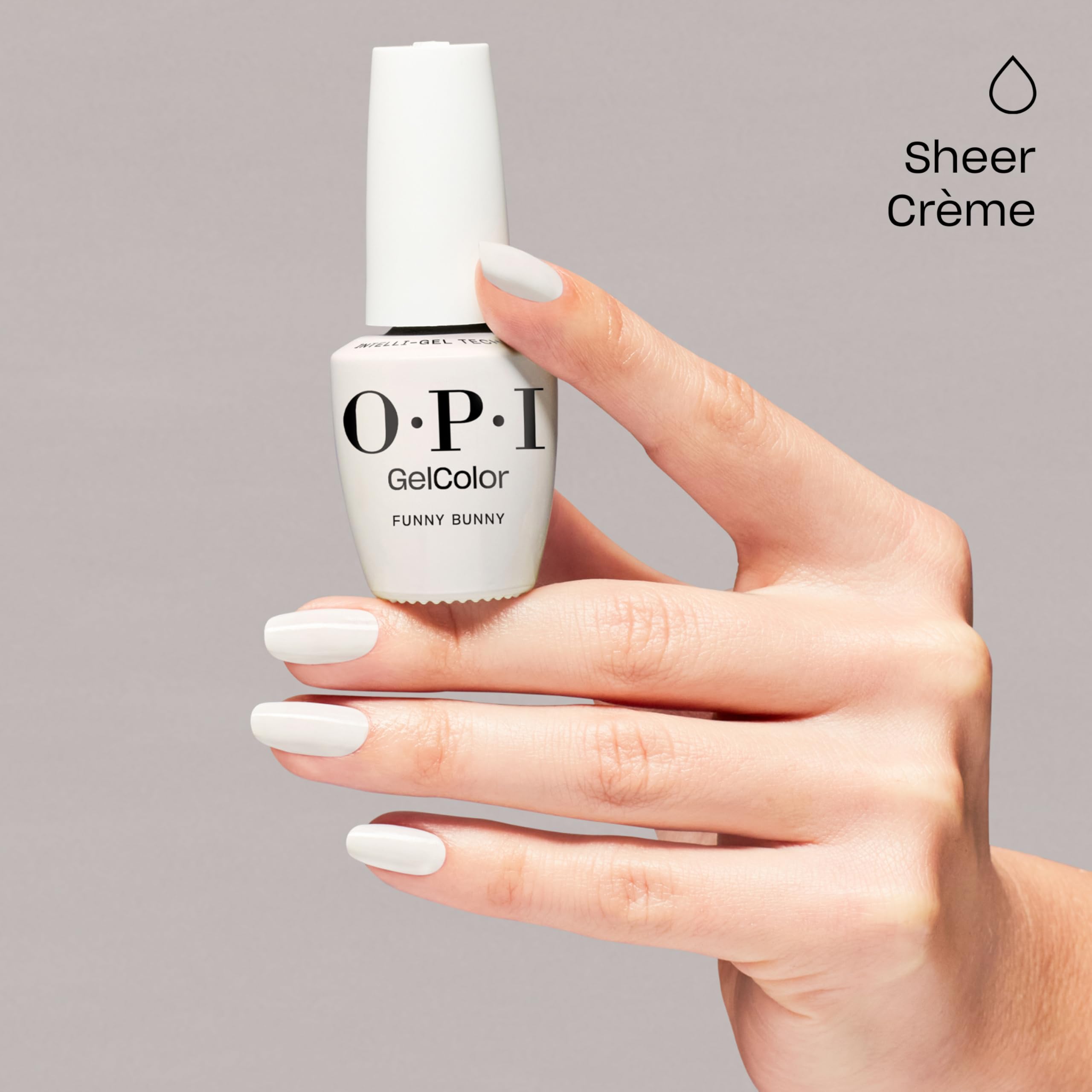 Close up of OPI gel polish milky finish on nails