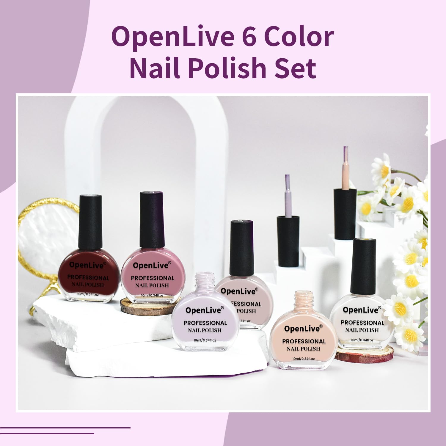 Close up of OpenLive nail lacquer brush and texture