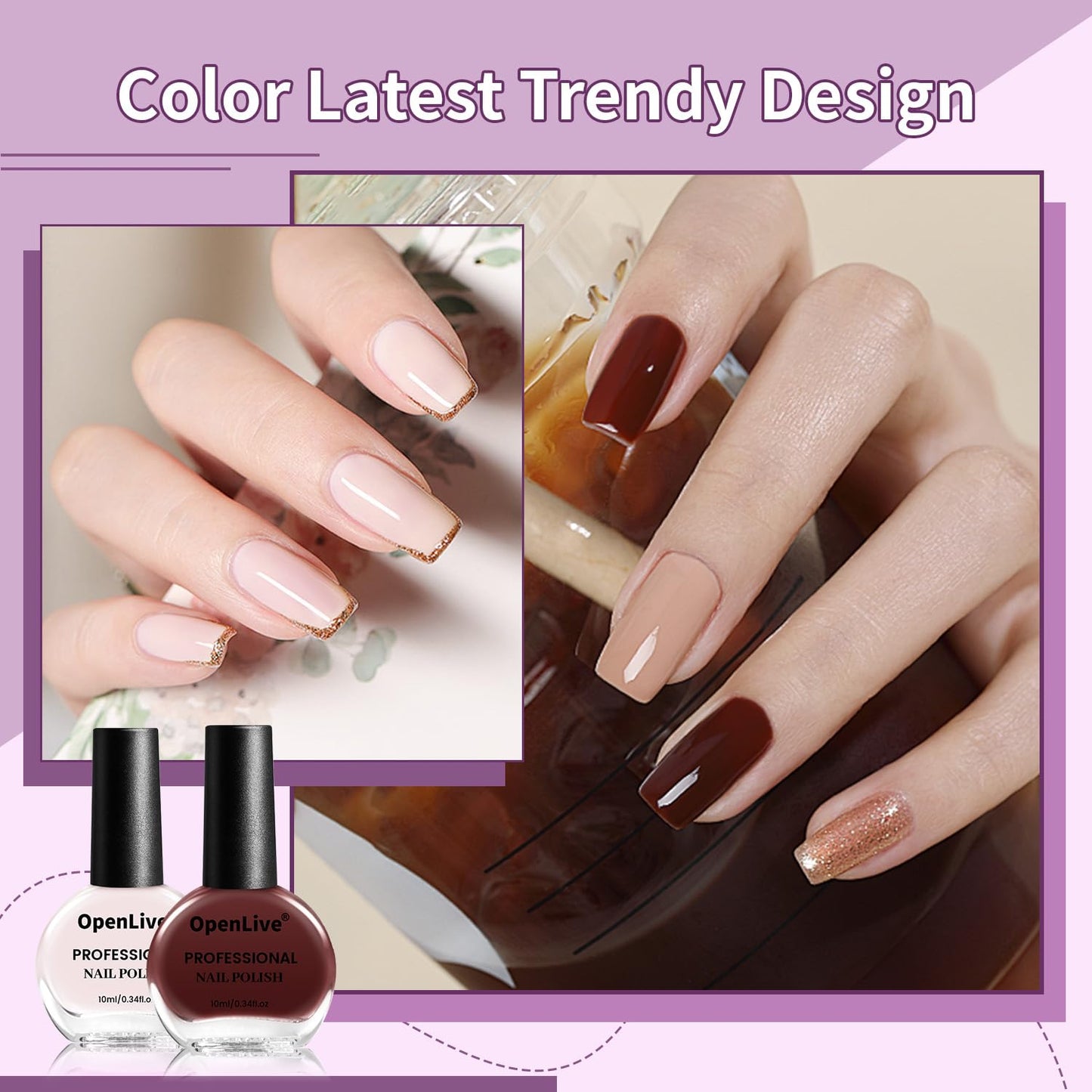 Swatches of 6 colors from OpenLive nail polish set