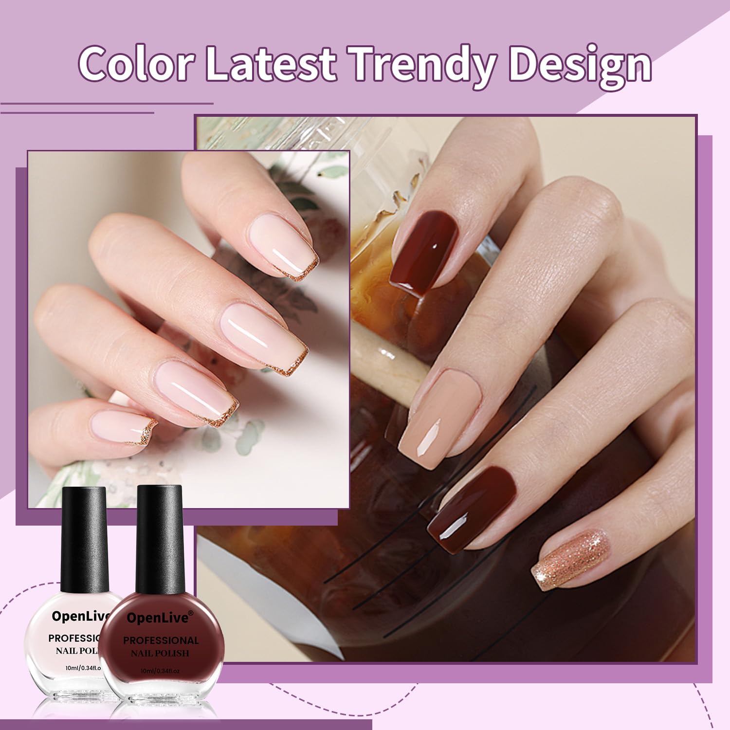 Swatches of 6 colors from OpenLive nail polish set