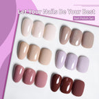 Swatch presentation of Openlive nude and brown nail polish shades