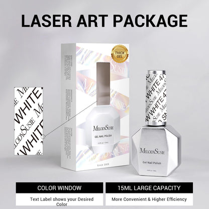Nail art design showcase using MelodySusie thick white gel