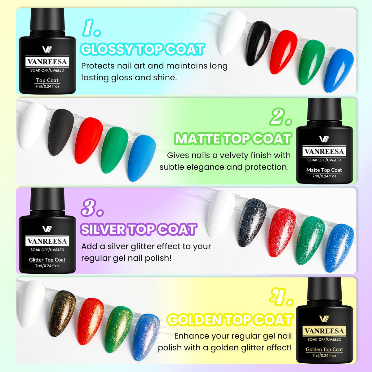 Vanreesa 60 piece nail kit close up details