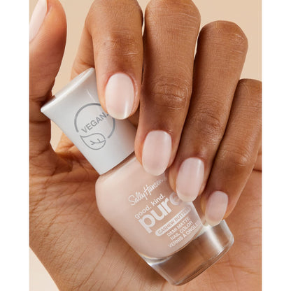 Side profile of Sally Hansen vegan clear polish bottle