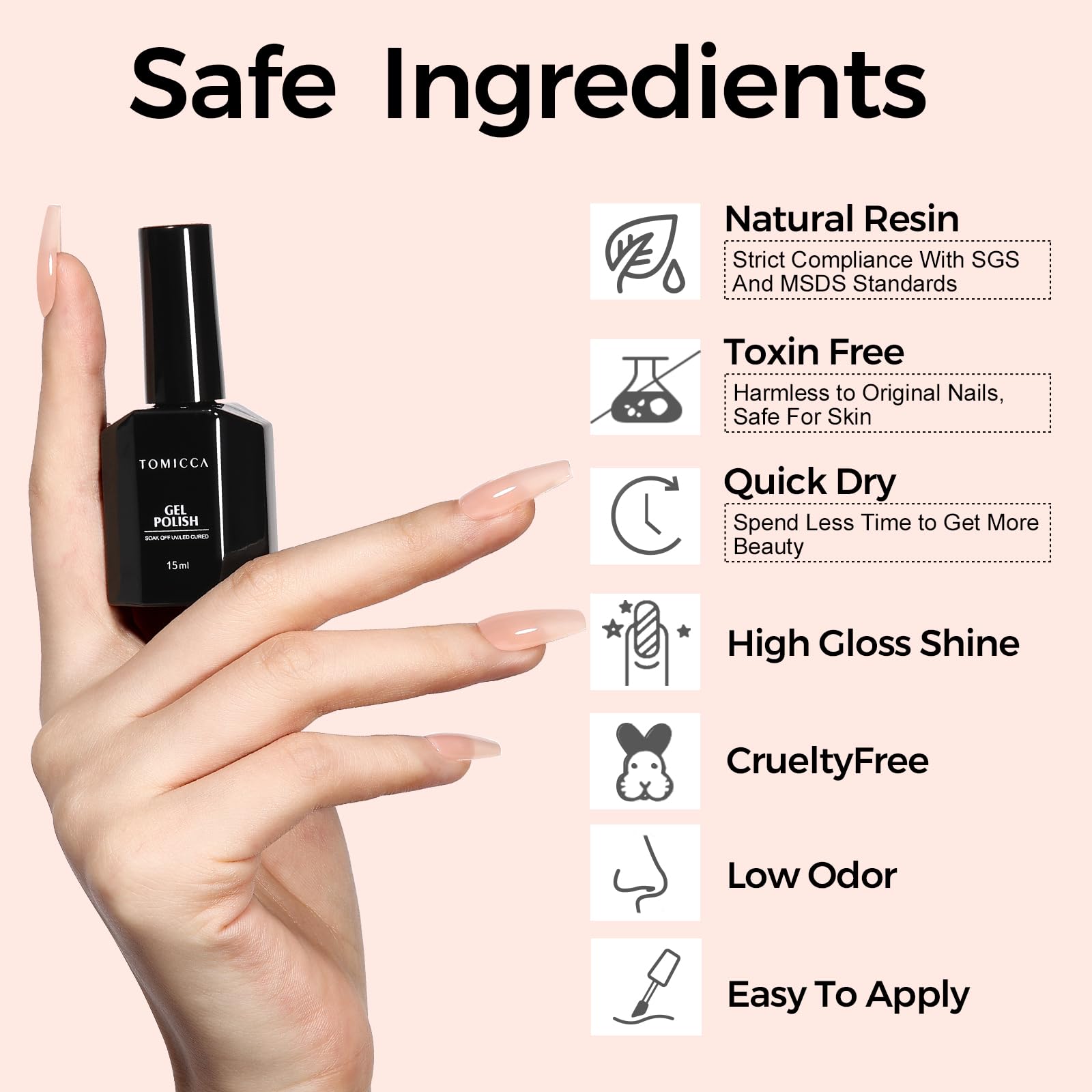 Top view of Tomicca 15ml gel polish glass bottle