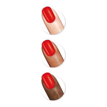Close up of Sally Hansen Insta Dri red nail polish label
