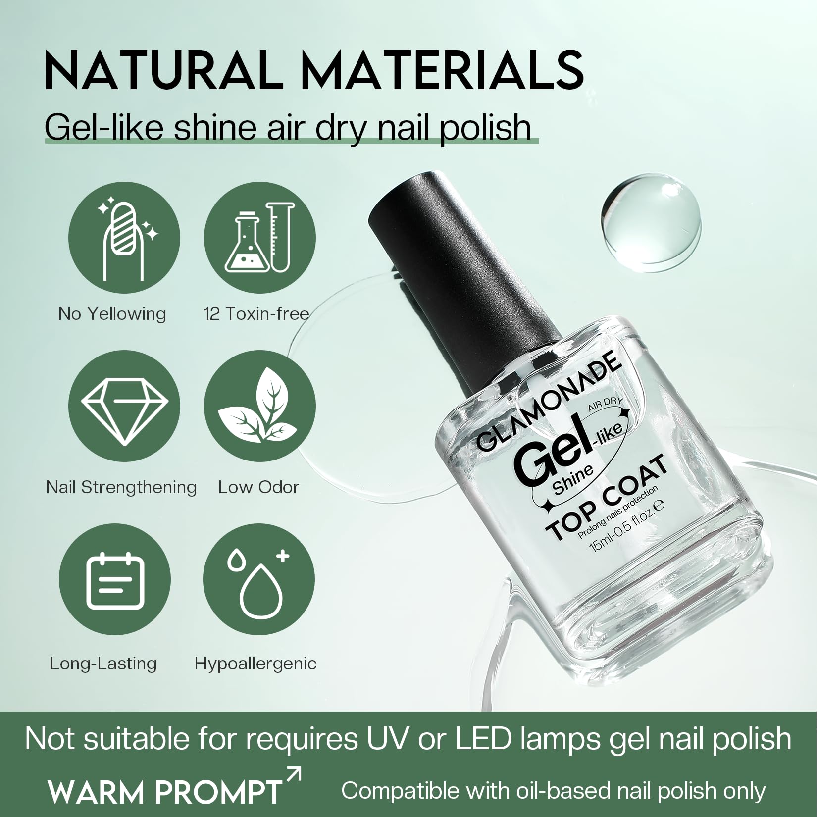 Glamonade quick dry top coat bottle side profile