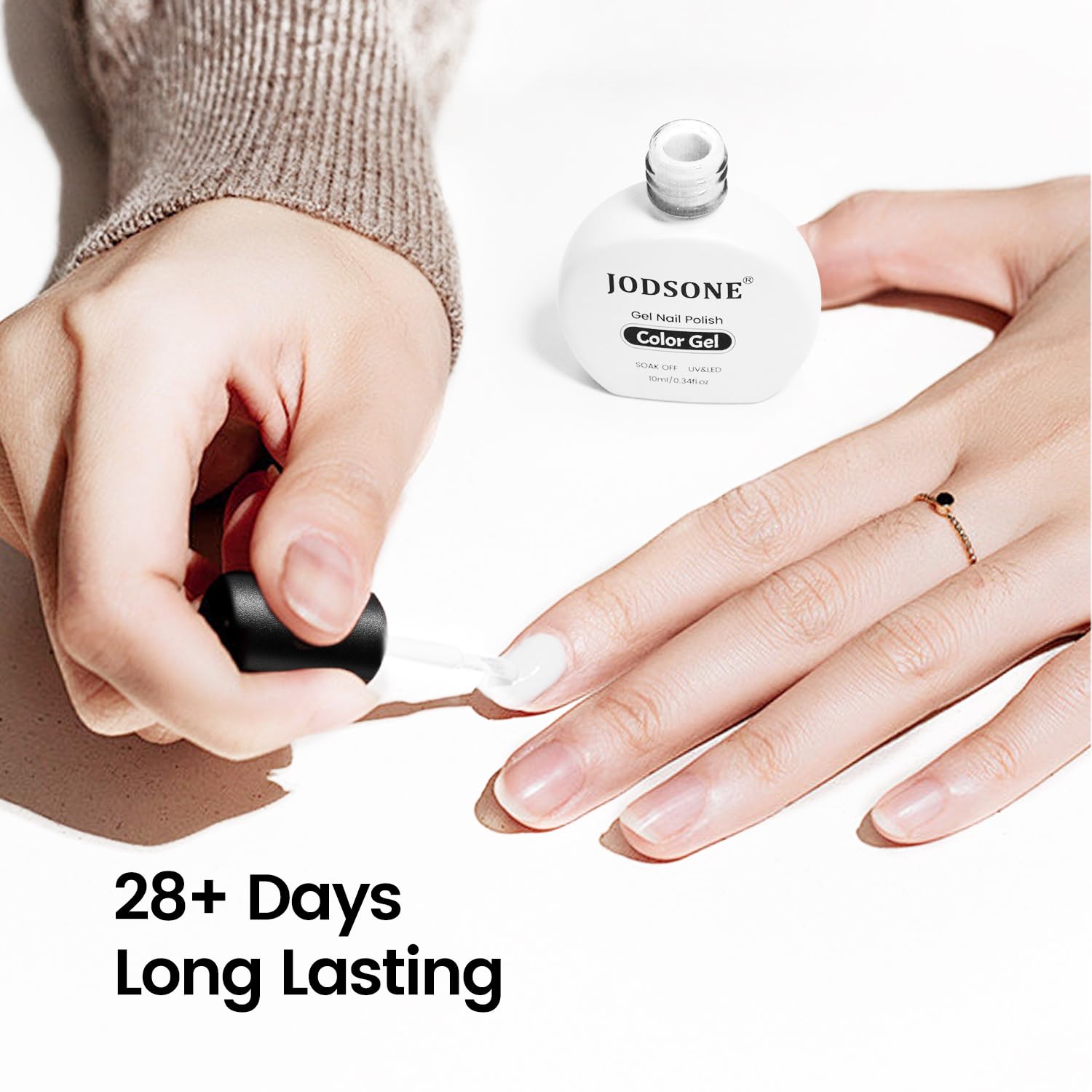 White gel polish texture and application brush