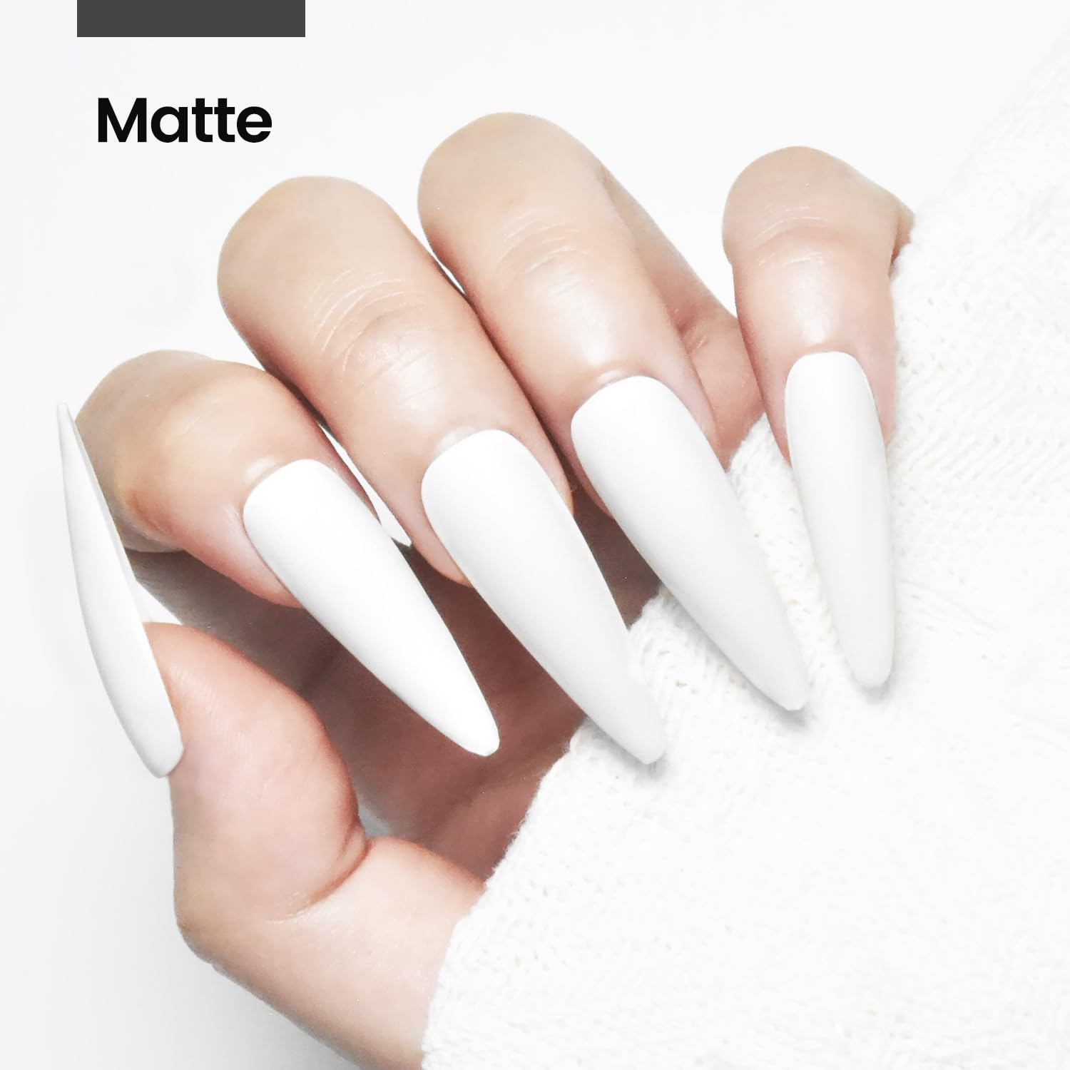 Professional manicure showing white gel polish finish