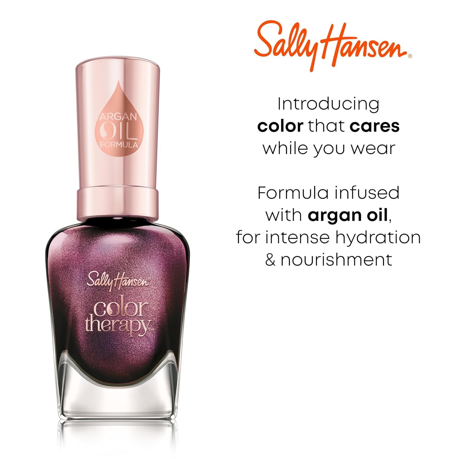 Sally Hansen Color Therapy 220 Rosy Quartz application on manicured hand